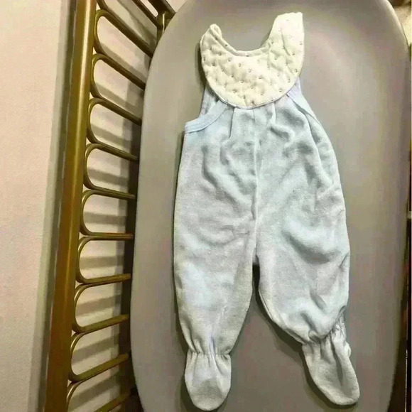 Carter's Other - Vintage 70s carters scalloped 1 piece smocked baby boy polka dot footie layette